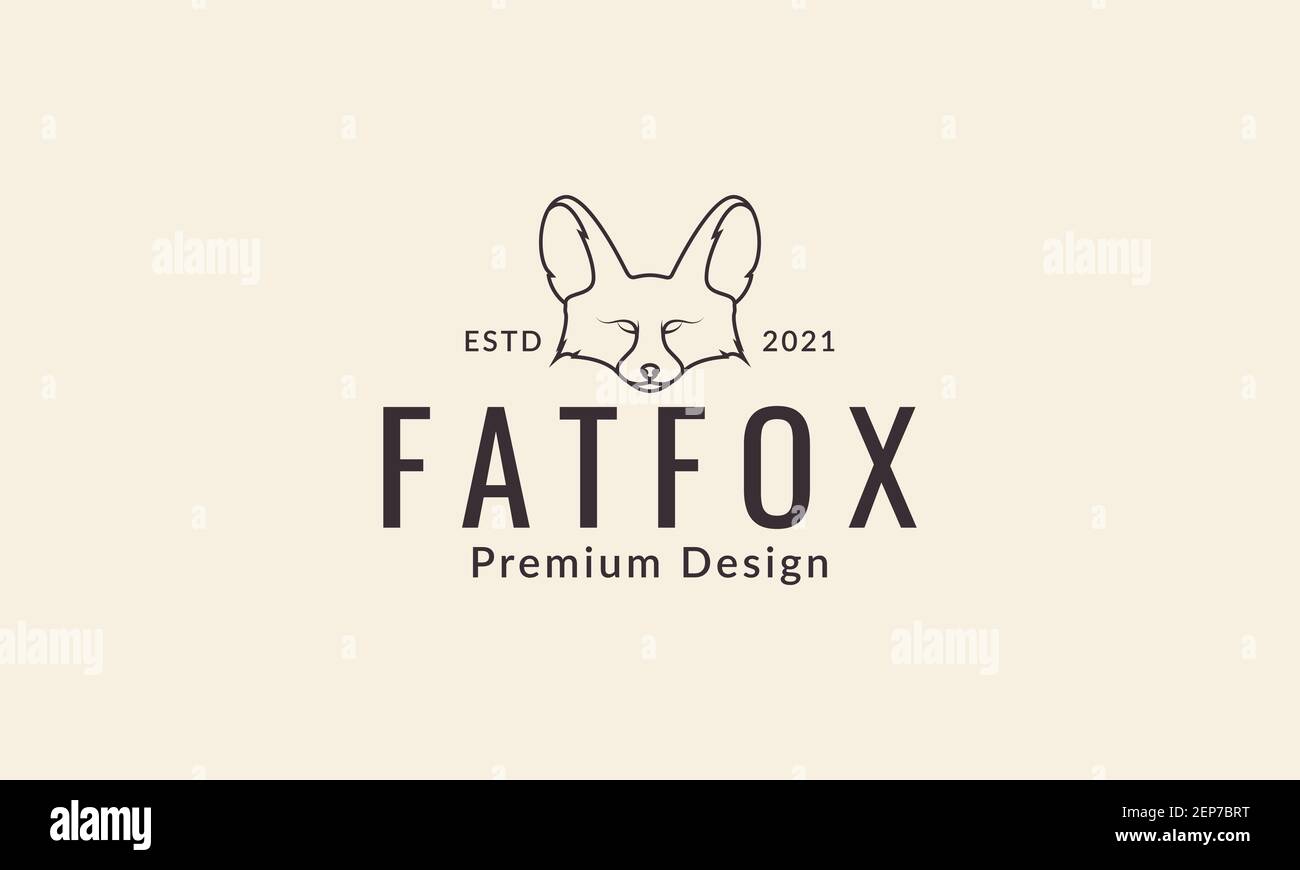 Kopf großen Fuchs Linien Logo Design Vektor Symbol Grafik Abbildung Stock Vektor