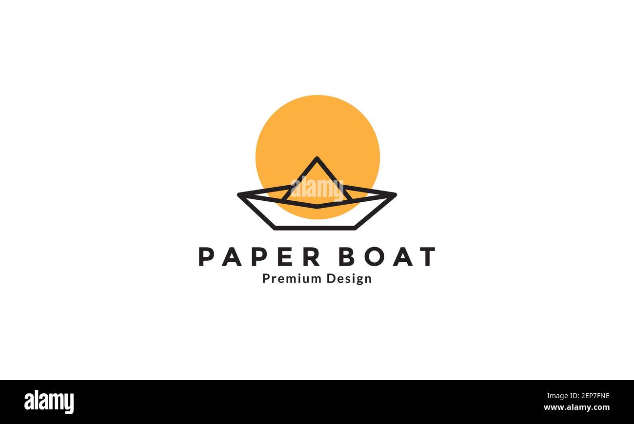 Papier Boot Linien Origami Logo Design Vektor Symbol Symbol Grafik Abbildung Stock Vektor