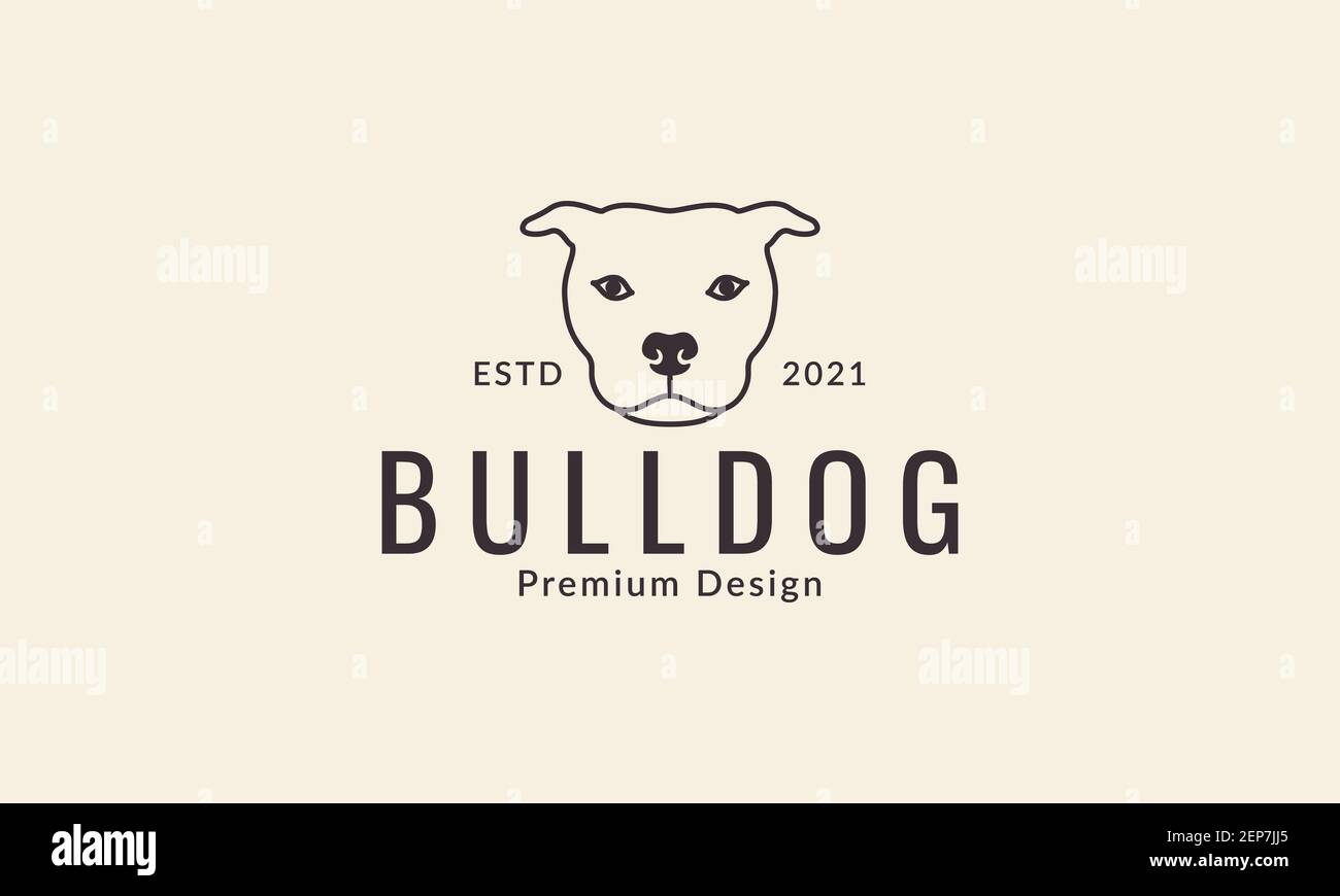 Tier Haustiere Hund American Pit Bull Terrier Kopflinien Logo Design Vektor Symbol Symbol Grafik Illustration Stock Vektor