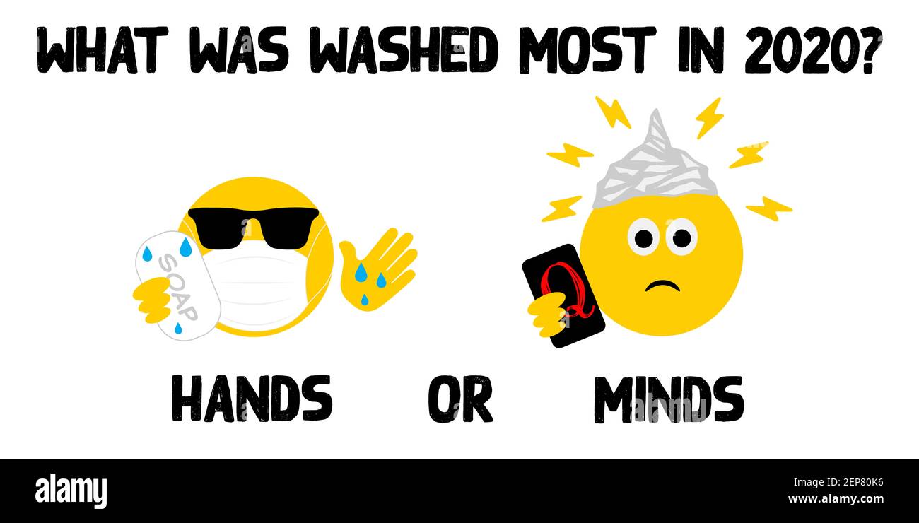Was wurde 2020 am meisten gewaschen? Hände oder Geist, 2020 Pandemie Humor. Stockfoto