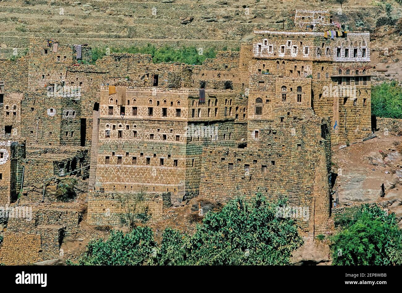 Das Wadi Bana ist ein großes wadi im Südwesten des Jemen. Es fließt aus den Bergen durch das Abyan Governorate und schließlich in den Golf von Aden Stockfoto