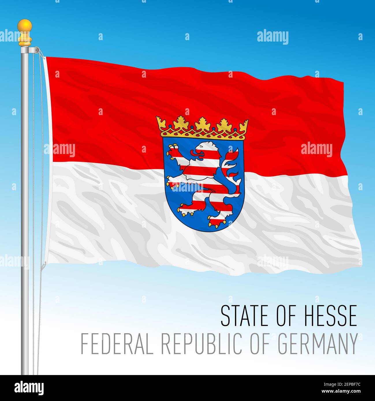 Landesflagge Hessen, Bundesland Deutschland, europa, Vektorgrafik Stock Vektor