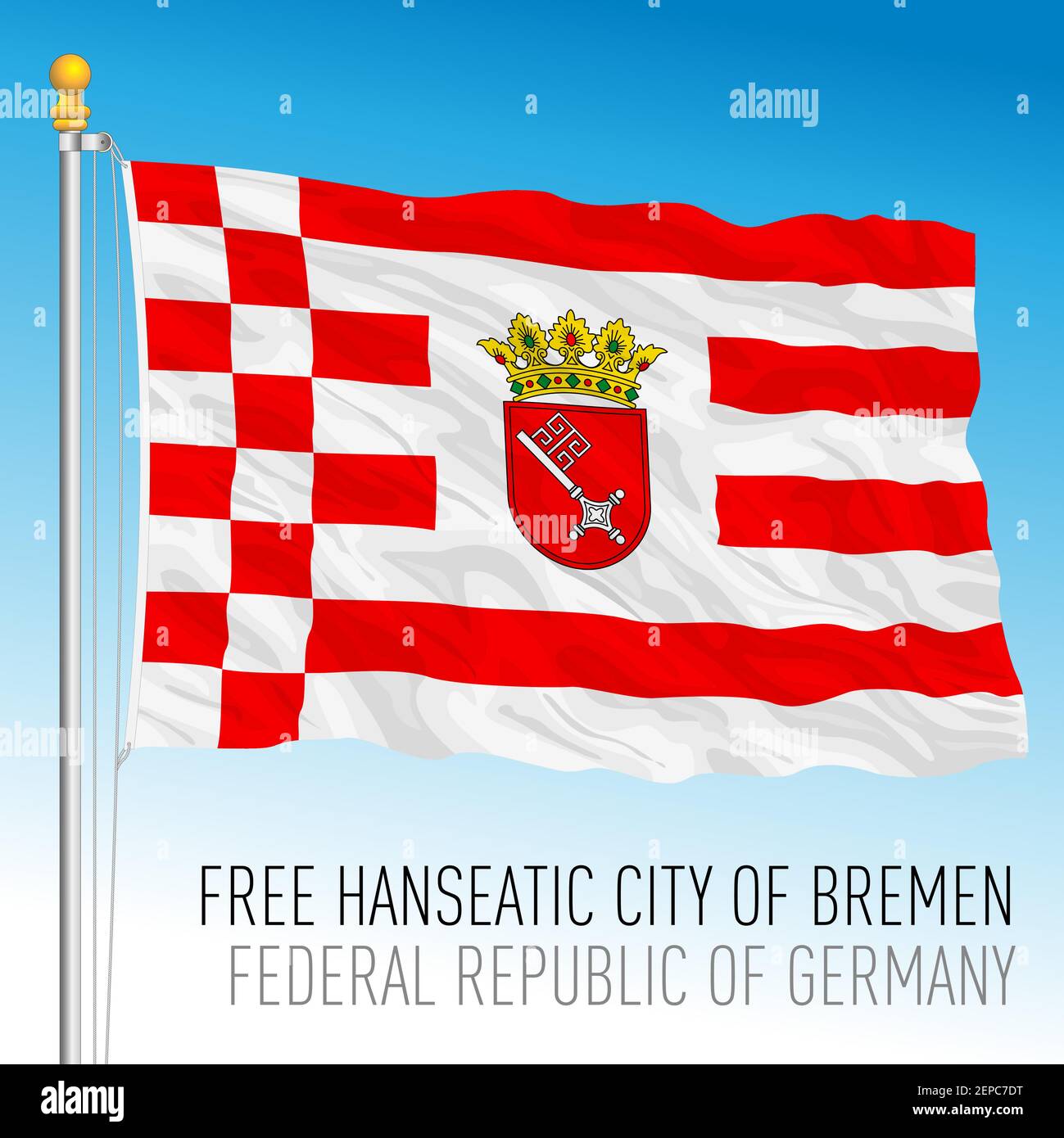 Freie Hansestadt Bremen Lander Flagge, Bundesland Deutschland, europa, Vektorgrafik Stock Vektor