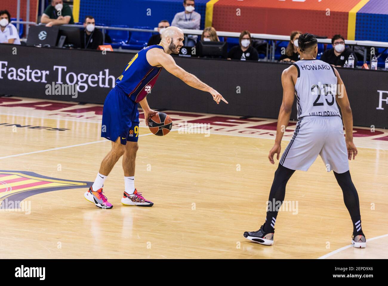 Nick Calathes vom FC Barcelona beim Turkish Airlines EuroLeague Basketballspiel zwischen dem FC Barcelona und LDLC ASVEL Villeurbanne am 26. Februar 2021 im Palau Blaugrana in Barcelona, Spanien - Foto Javier Borrego / Spanien DPPI / DPPI / LiveMedia Stockfoto