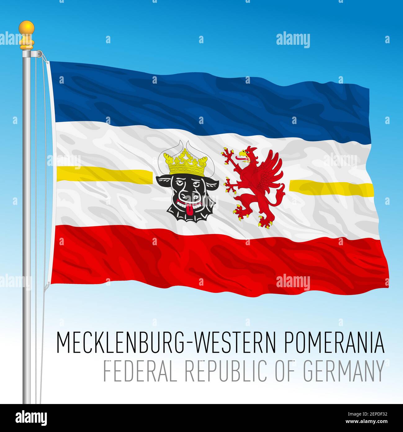 Macklenburg Vorpommern Landeflagge, Bundesland Deutschland, europa, Vektorgrafik Stock Vektor