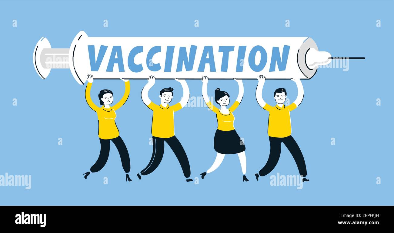 Massenimpfung. Konzept für gesunde Menschen. Medizin flache Vektor-Illustration Stock Vektor