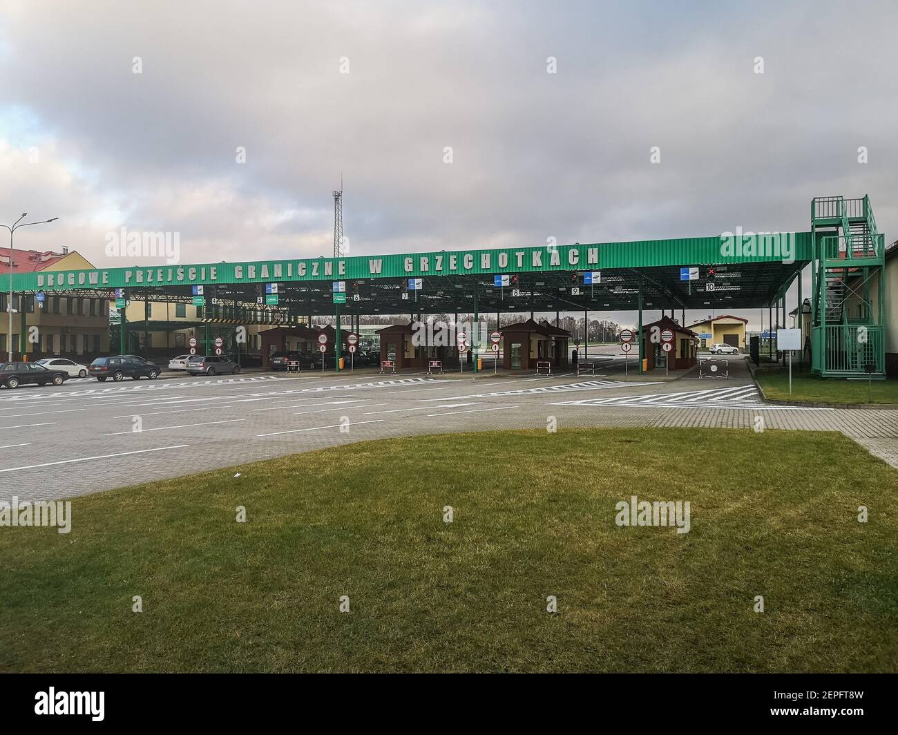 Kaliningrad, Russland der Grenzübergang zwischen Russland (Mamonovo im