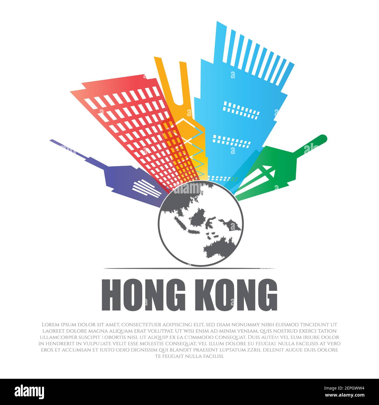 Blick auf Hongkong mit Papierschnitt für Apps Oder Website Stock Vektor