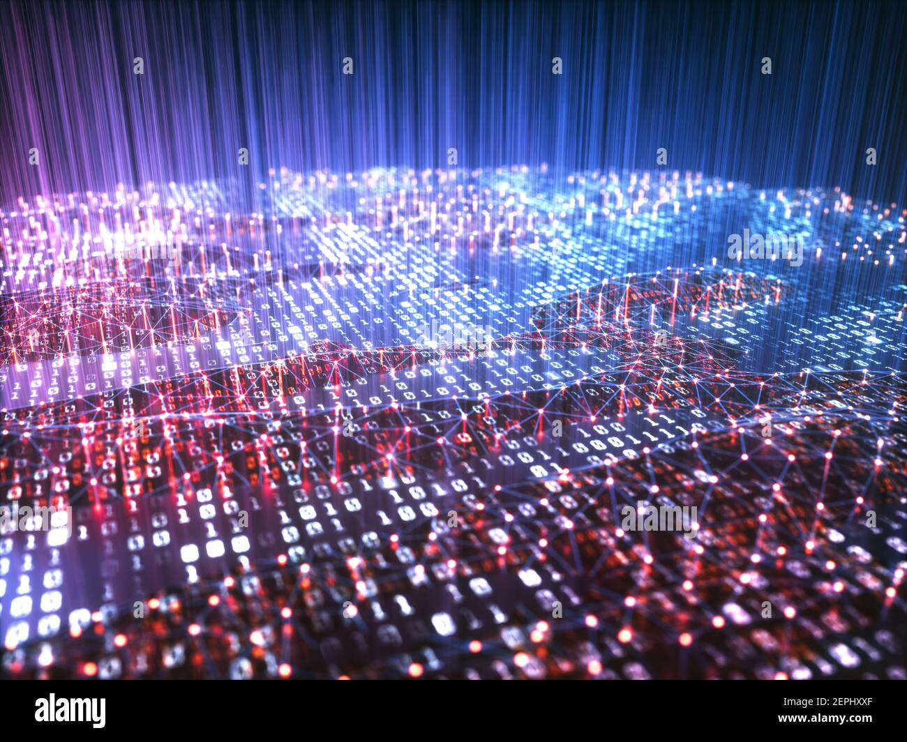 Abstrakter Hintergrund von Binärcodes. Darstellung Technologiekonzept 3D. Stockfoto