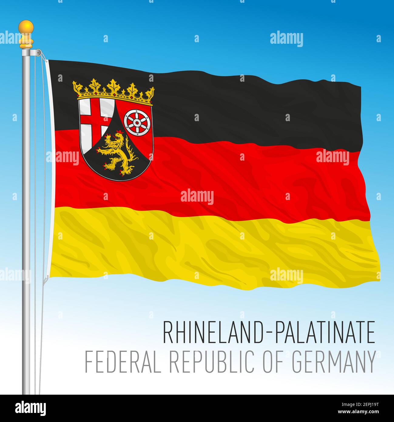 Landesflagge Rheinland-Pfalz, Bundesland Deutschland, europa, Vektorgrafik Stock Vektor