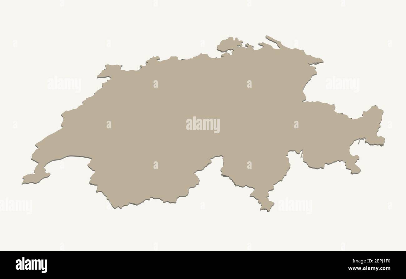 Isometrische Karte der Schweiz. 3D Karte Schweiz Vektor Design Illustration. Skizzieren Sie die politische Landkarte des Nationalstaates. Stock Vektor