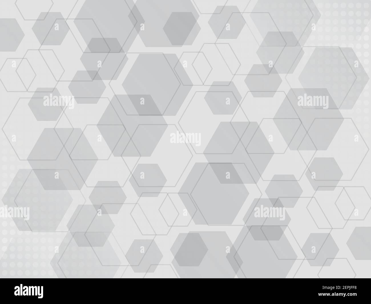 Digitale Technologie abstrakter Hintergrund, Sechsecke und Punkte, geometrisches Muster, schwarz-weiß-Design für Wissenschaft, Technologie oder Medizin, Hintergrund Stock Vektor