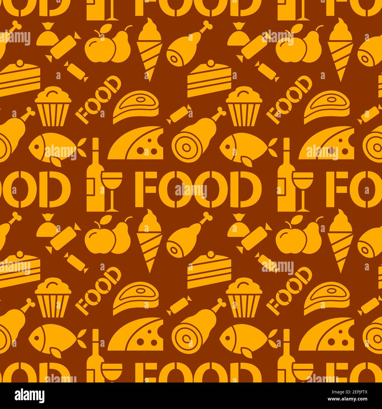 Bunte Illustration von Lebensmitteln und Lebensmittel nahtlose Muster Stock Vektor