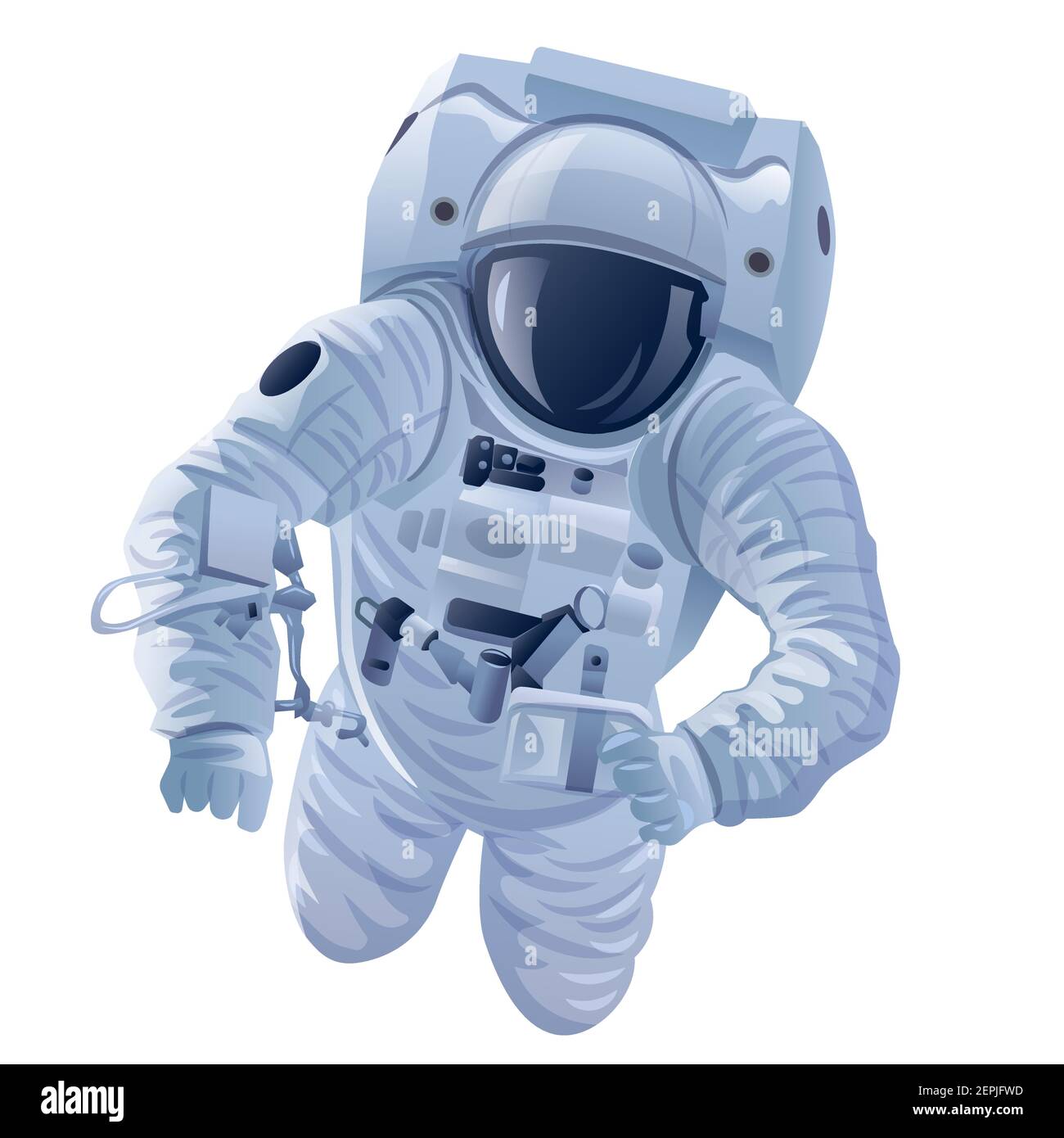 Illustration des im Weltraum schwimmenden Astronauten Stock Vektor