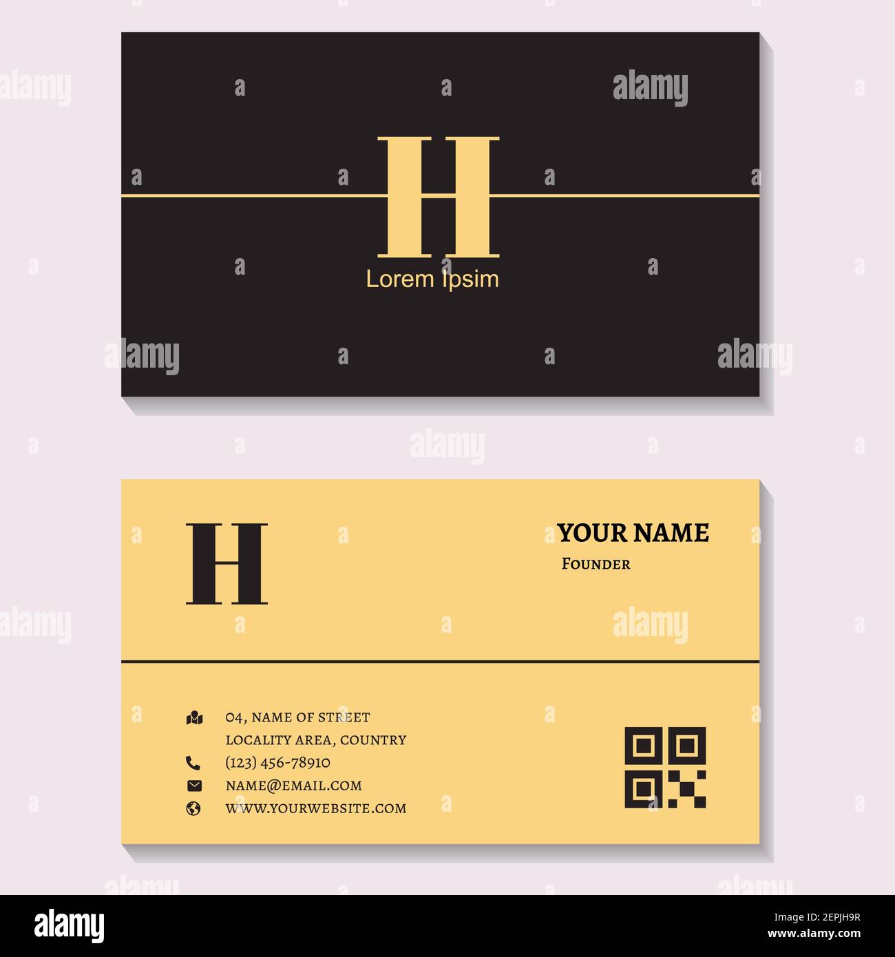 Zweiseitige Visitenkarte im Vintage-Stil in Dunkelbraun Und Elfenbein Farbe ideal für Hotel-Business Stock Vektor