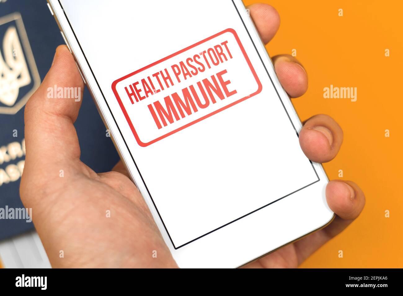 Health Immune Pass Anwendungskonzept, Health Pass App Foto Stockfoto