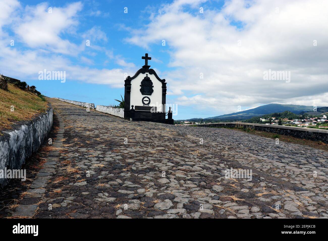 Statue von D. Afonso VI. Zweiter König von Portugal auf dem Monte Brasil Stockfoto