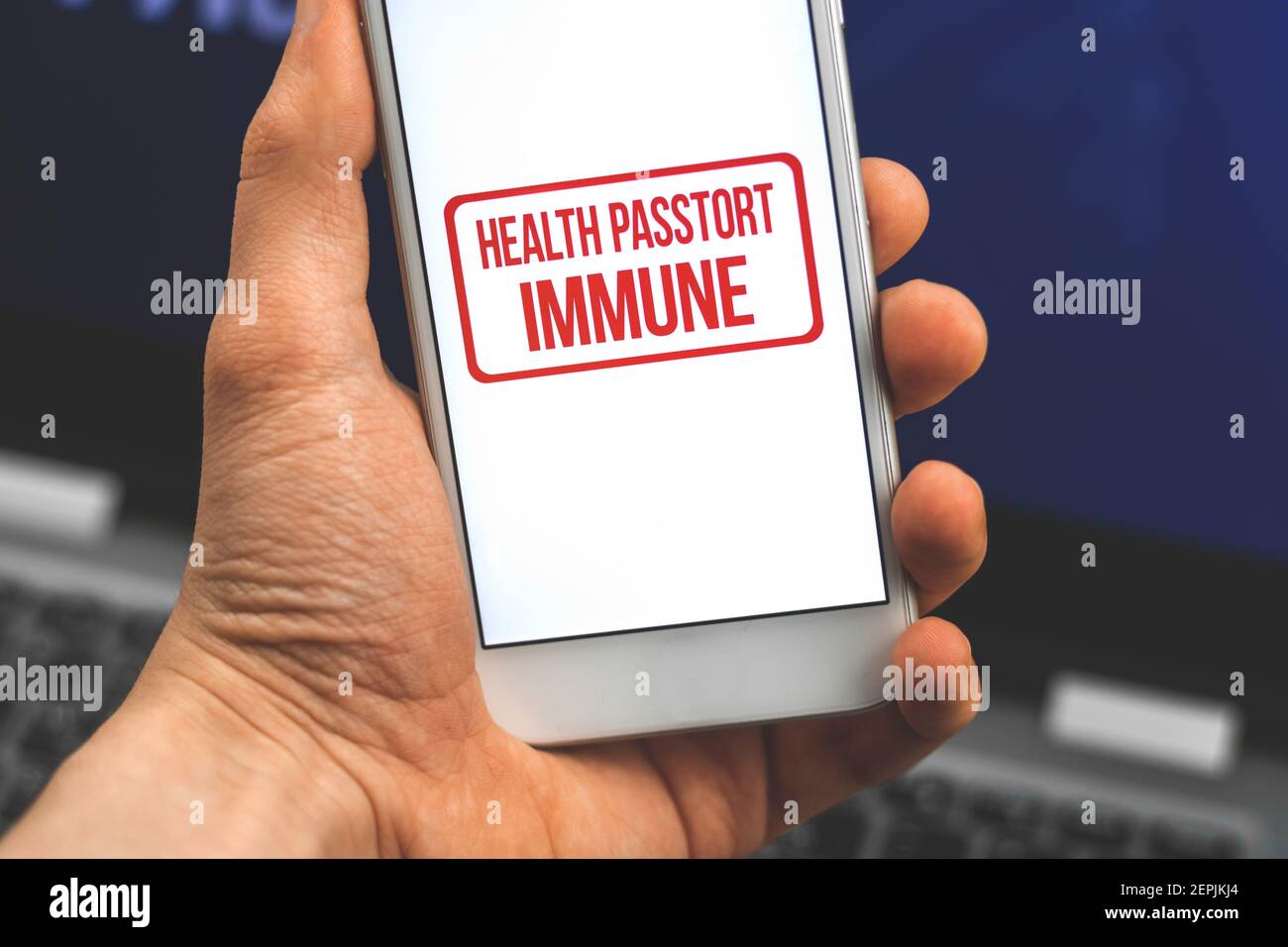 Health Immune Pass Anwendungskonzept, Health Pass App Foto Stockfoto