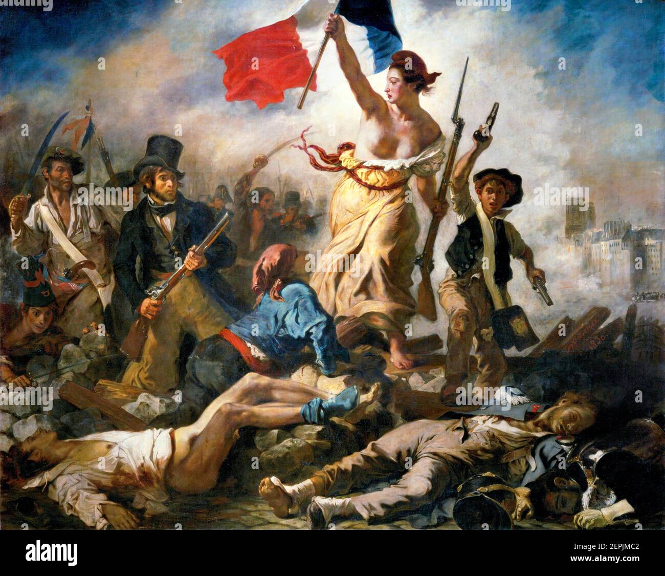 Freiheit führt das Volk von Eugène Delacroix Stockfoto