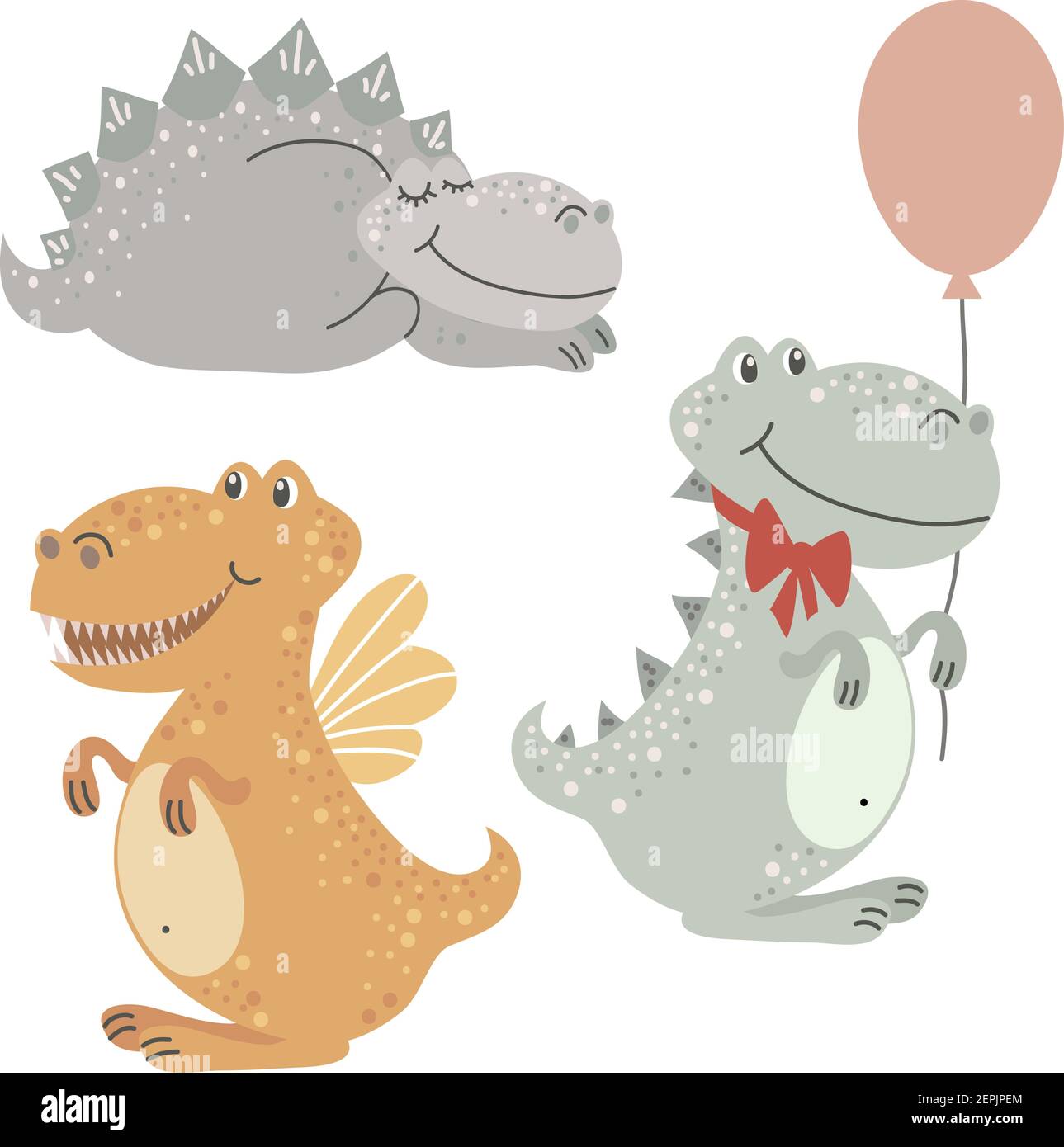 Set von niedlichen Baby Dinosaurier auf weißem Hintergrund, Vektor Stock Vektor