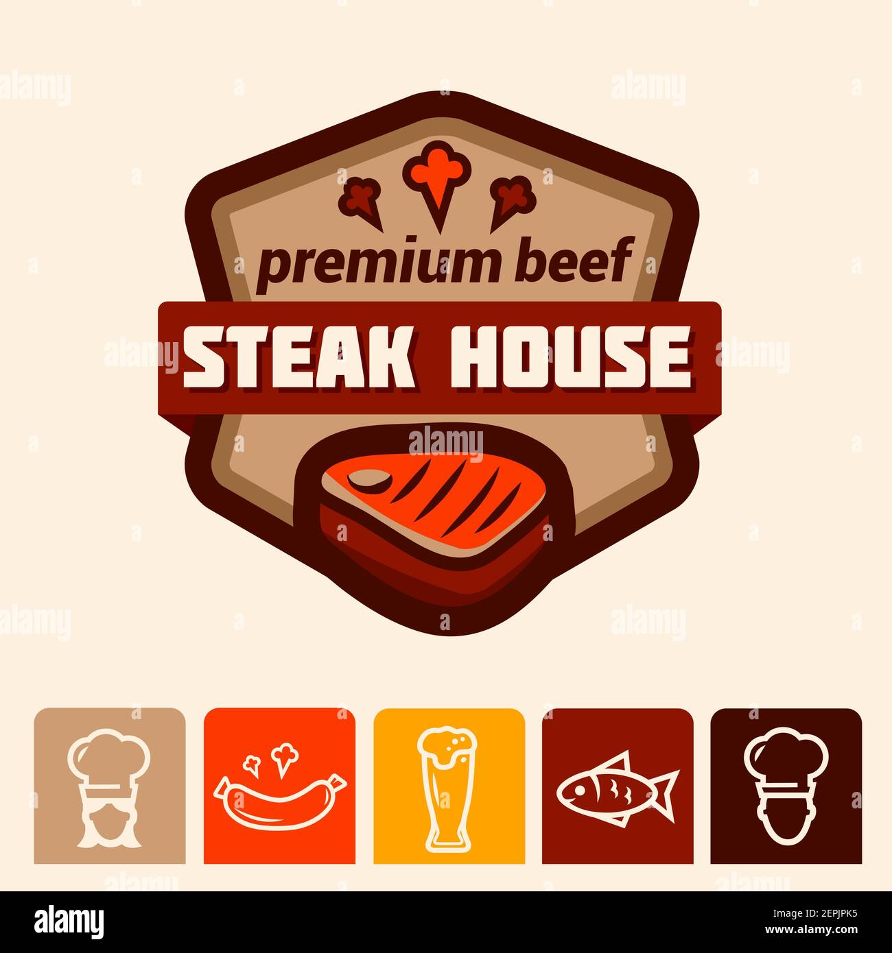 Steak House Logo und Symbole Set Stock Vektor