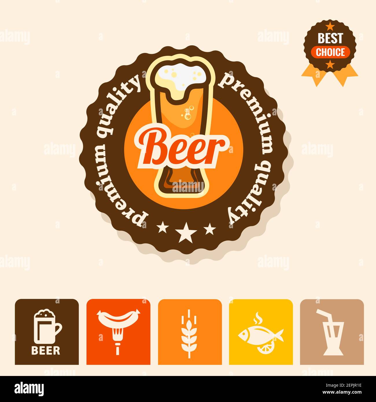 Premium-Bier-Logo und Symbole Set, Vektor-Illustration Stock Vektor