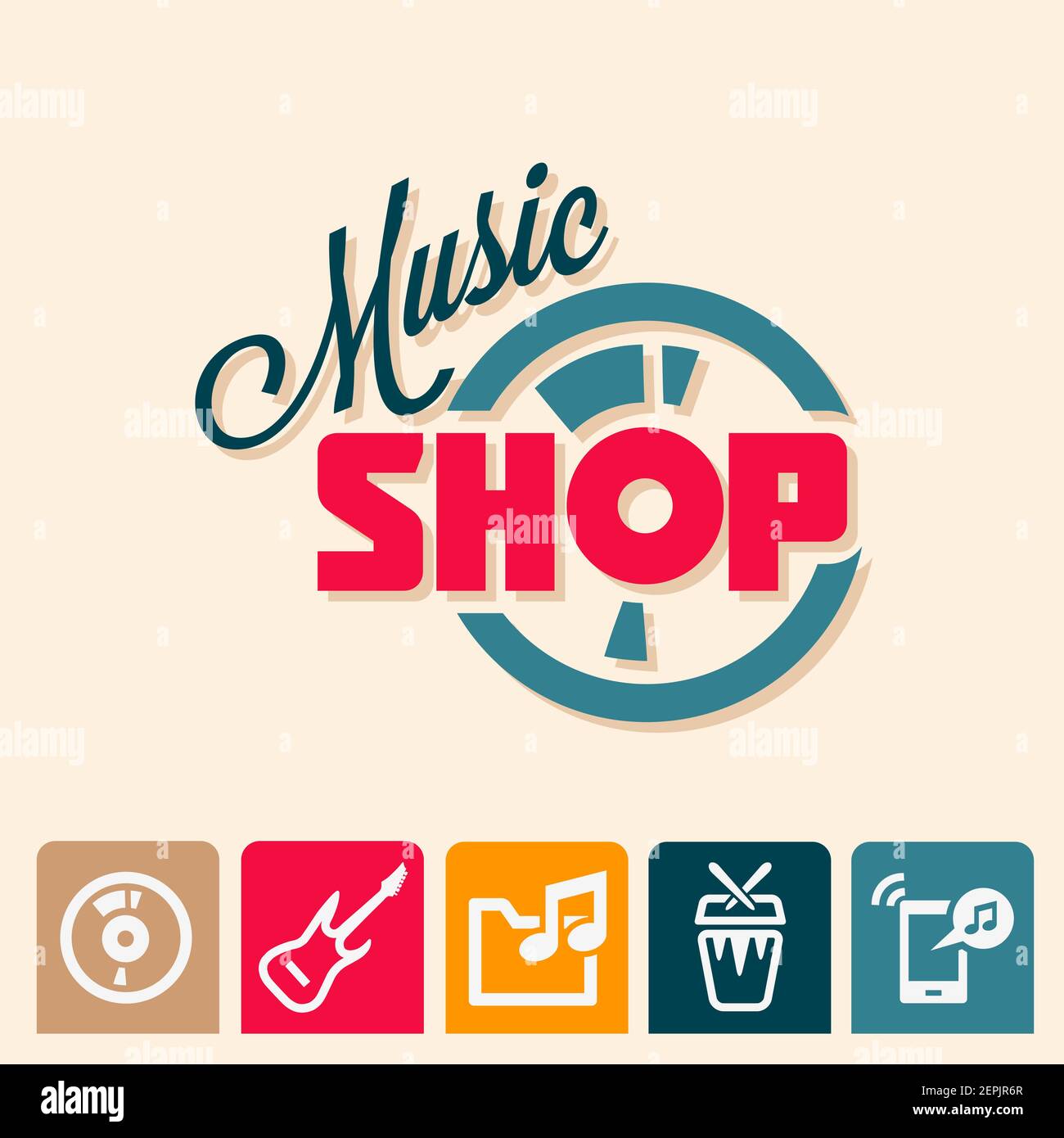 Logo des Musikshops Stock Vektor