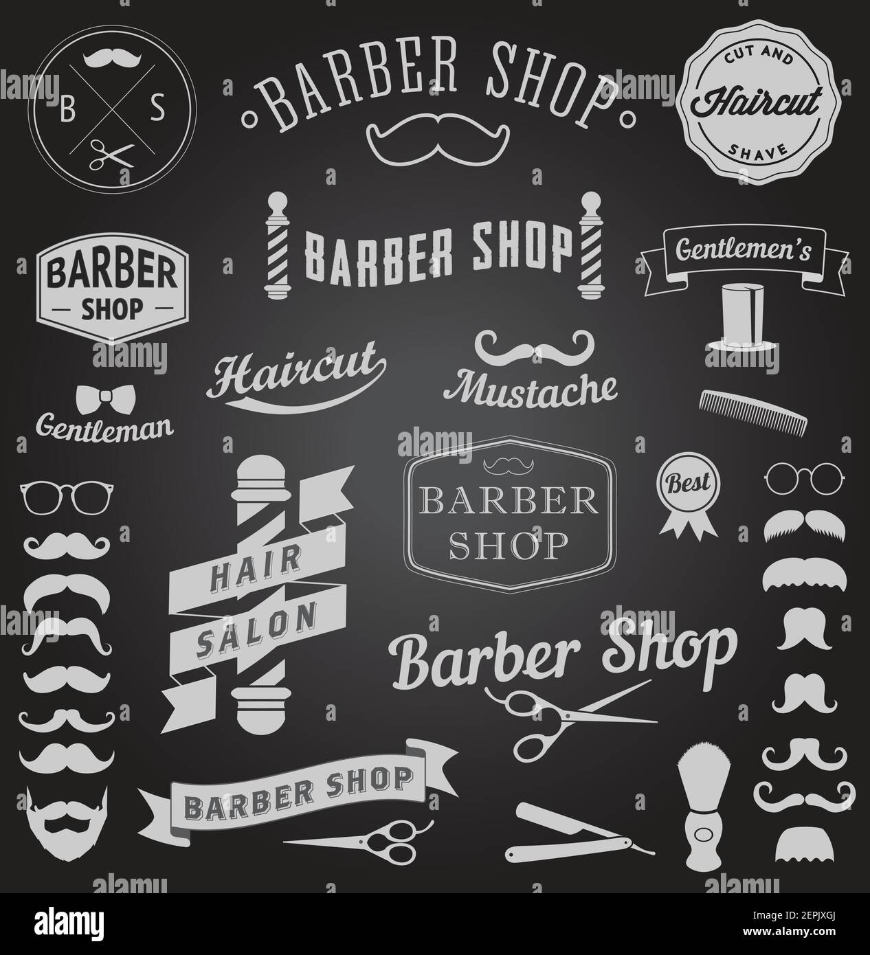 Set von Barbershop Design-Ikonen. Vorlagen Für Vektorlogos Stock Vektor