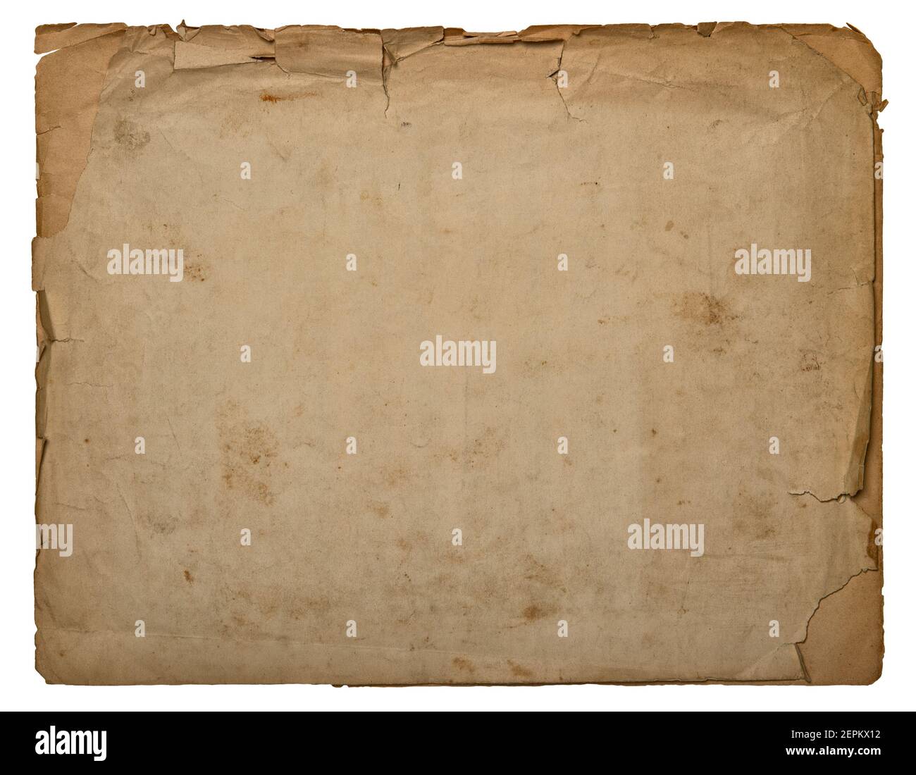 Papier mit abgerissenen, rissenen Kanten auf weißem Hintergrund isoliert Stockfoto