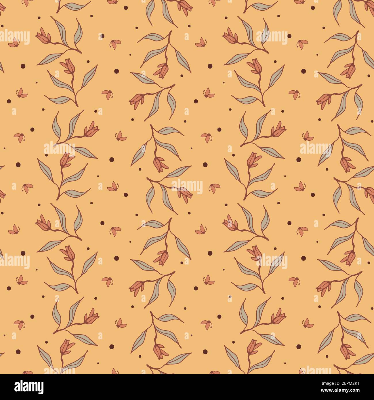 Blumen und Schmetterlinge nahtloses Vektormuster Stock Vektor