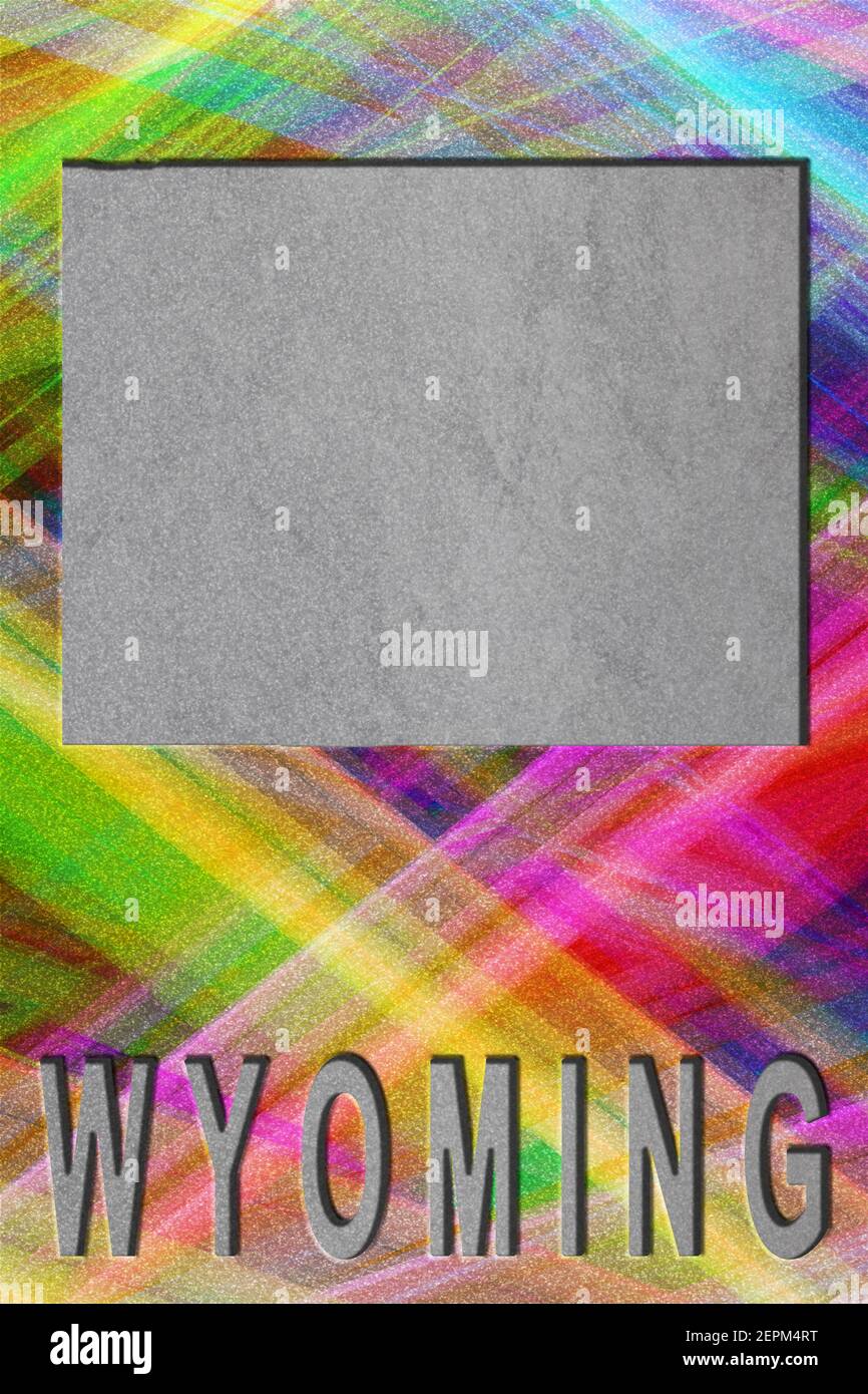 Karte von Wyoming, farbenfroher Hintergrund, Kopierraum Stockfoto