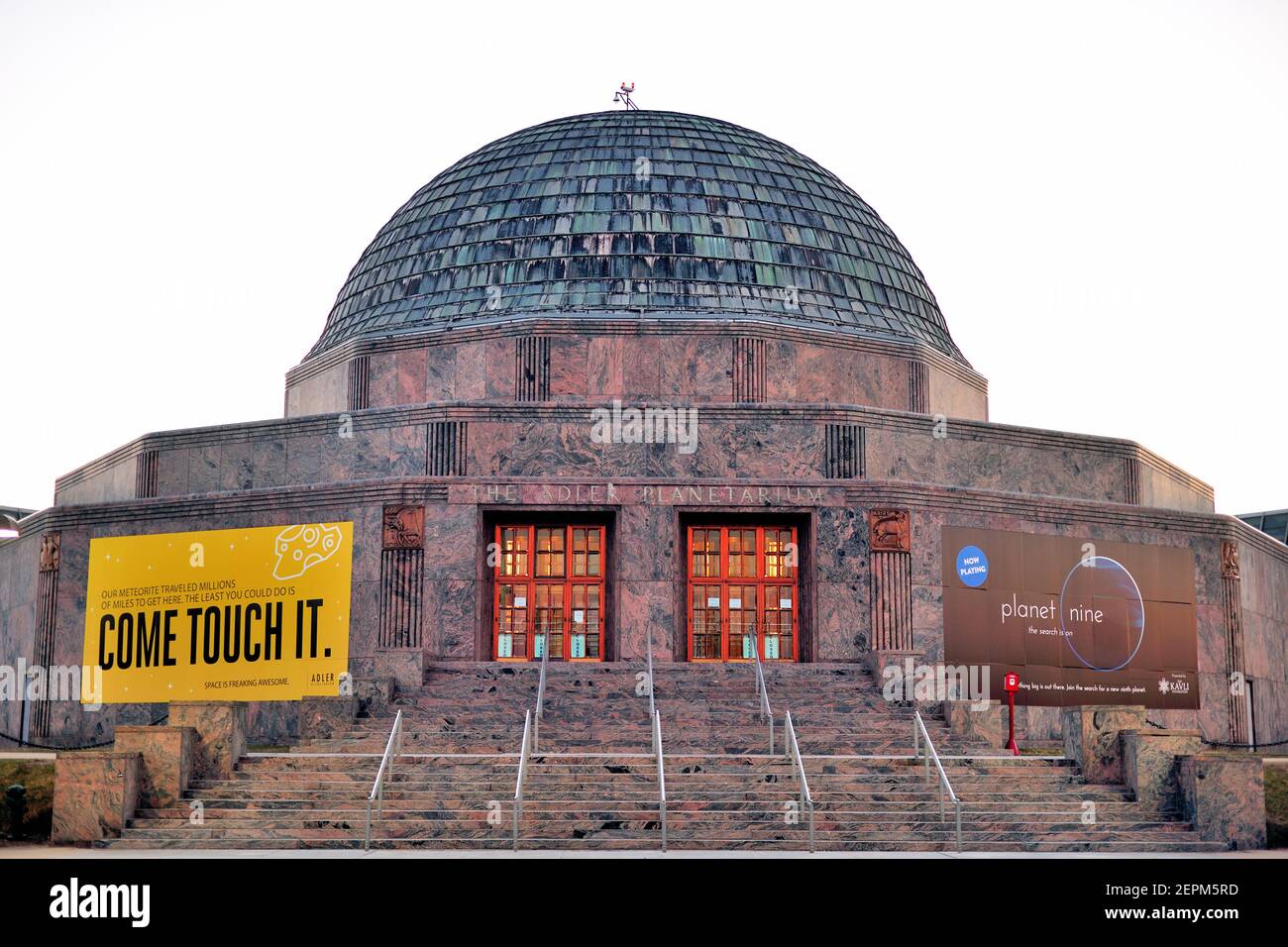 Chicago, Illinois, USA. Das Adler Planetarium, Amerikas erstes Planetarium, wurde 1930 eröffnet. Stockfoto