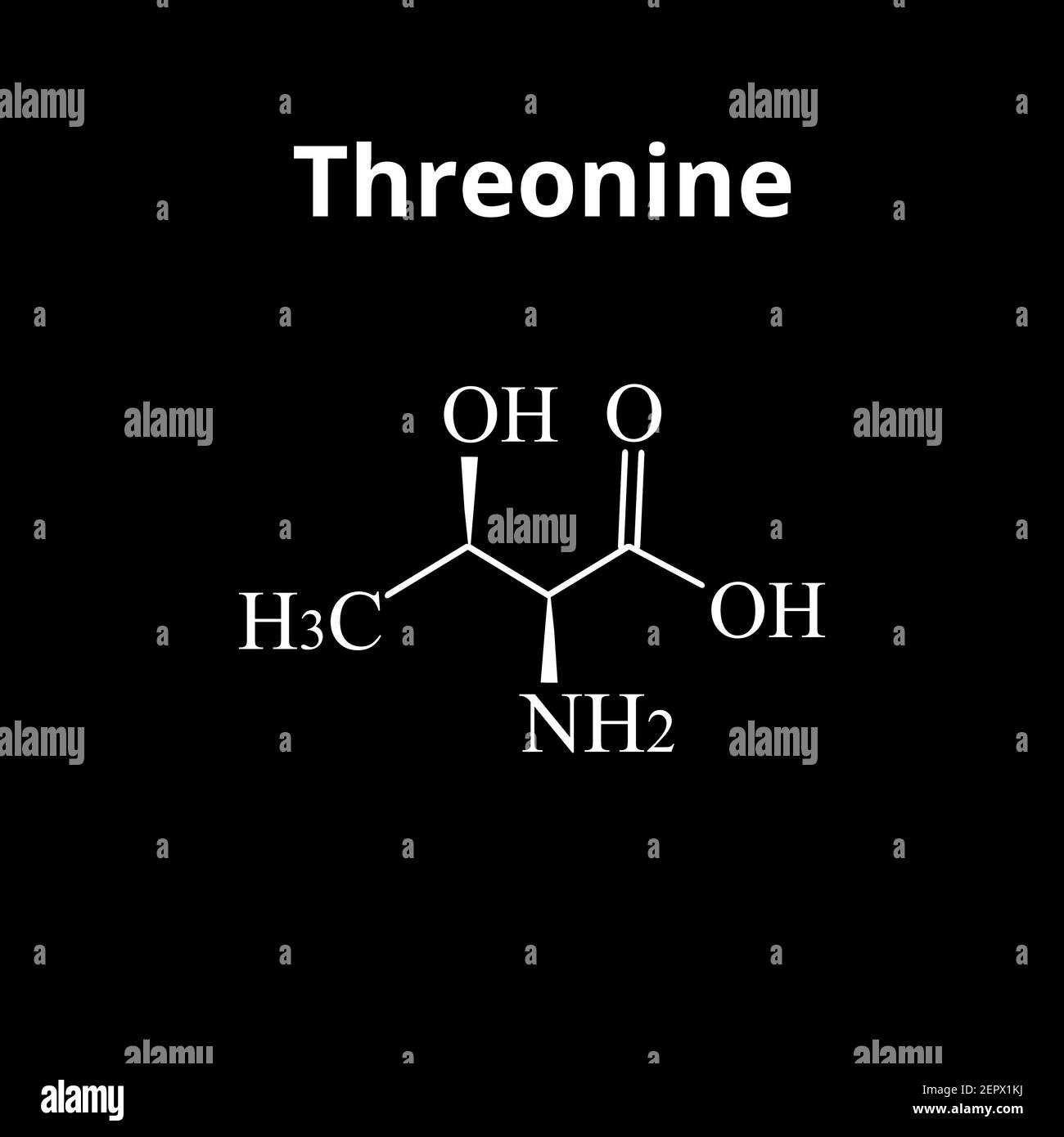 Threonin ist eine Aminosäure. Chemische Molekülformel der Threonin-Aminosäure. Vektorgrafik auf isoliertem Hintergrund Stock Vektor