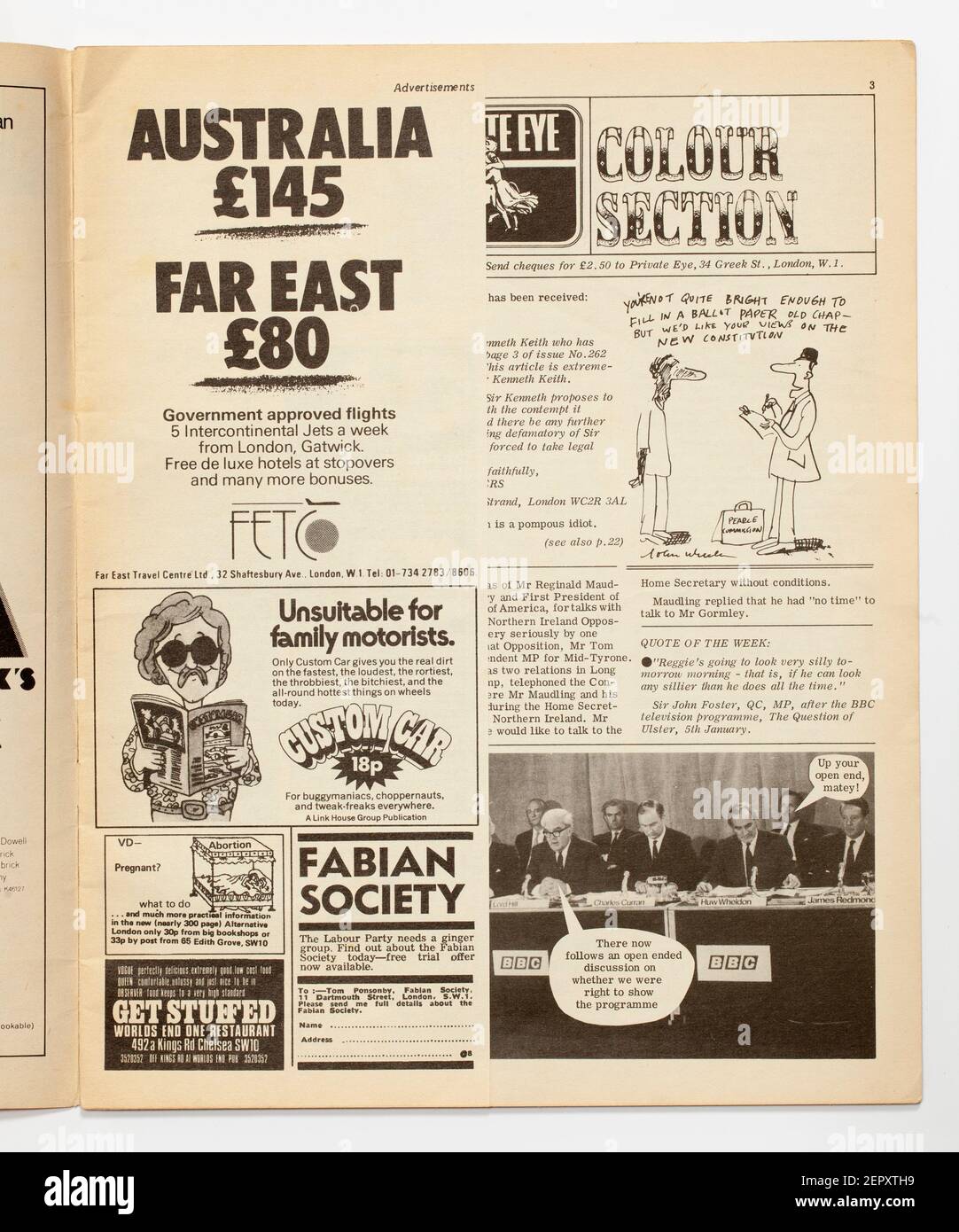 1970s Ausgabe des Private Eye Magazine Stockfoto