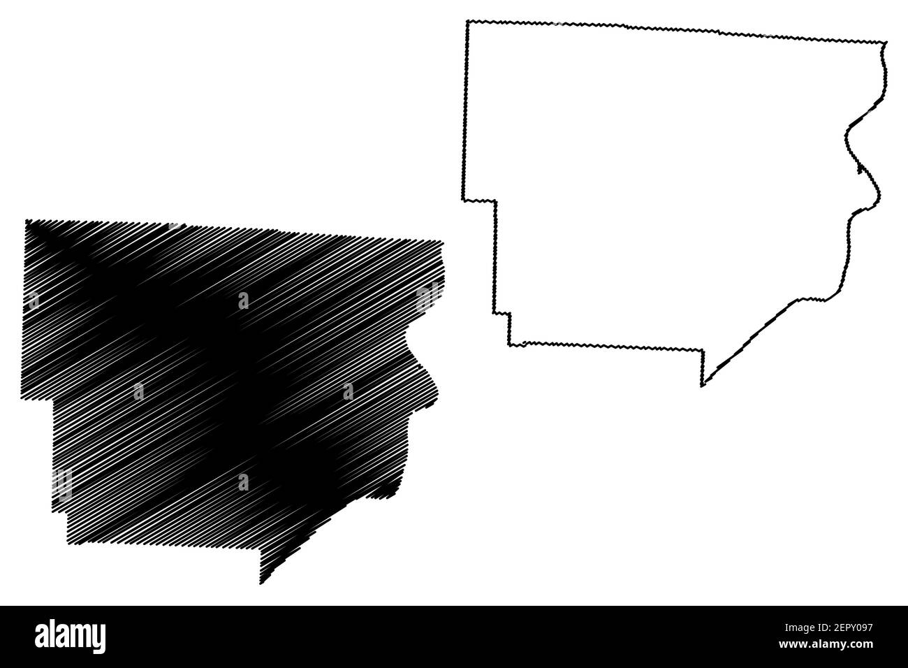 Monroe County, Ohio State (U.S.-County, Vereinigte Staaten von Amerika, USA, U.S., US) Karte Vektor Illustration, scribble Skizze Monroe Karte Stock Vektor