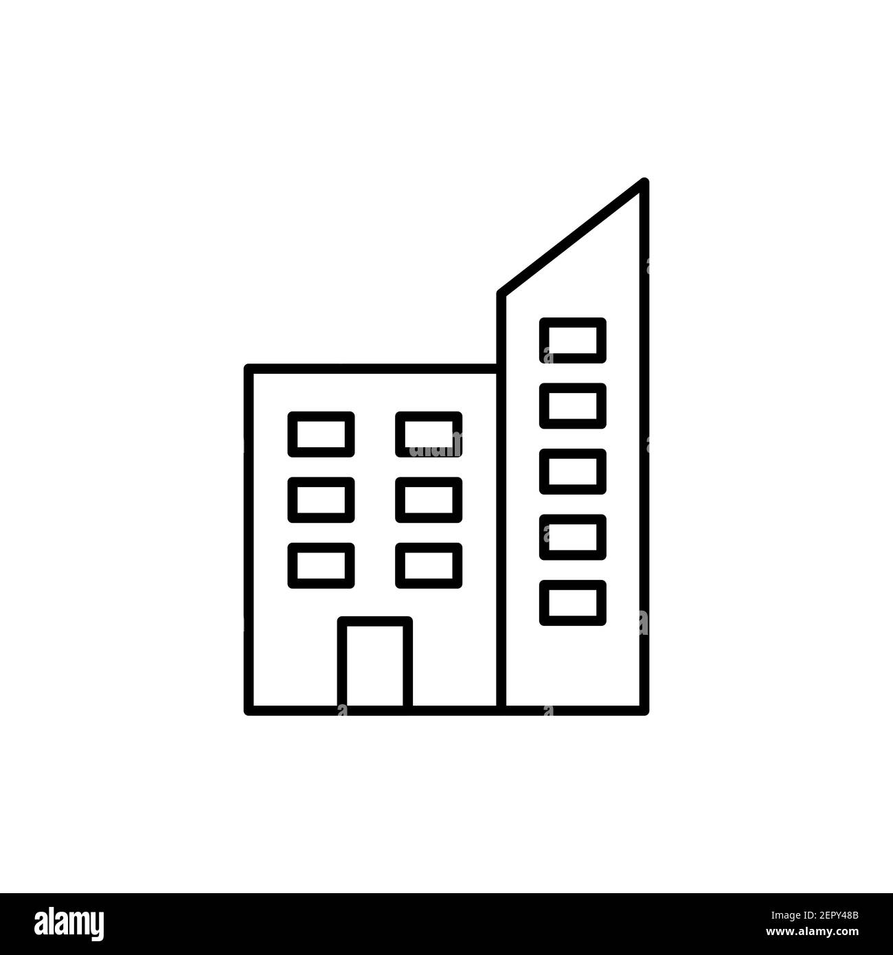 Symbol für Gebäudelinie. Lineares Häusersymbol. Hausumriss Schild. Vektor auf Weiß isoliert Stock Vektor