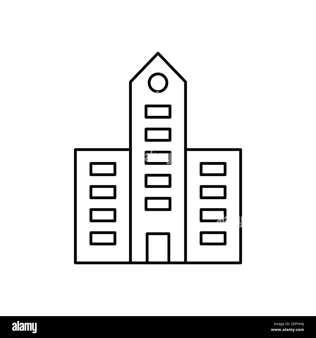 Symbol für Gebäudelinie. Lineares Häusersymbol. Hausumriss Schild. Vektor auf Weiß isoliert Stock Vektor