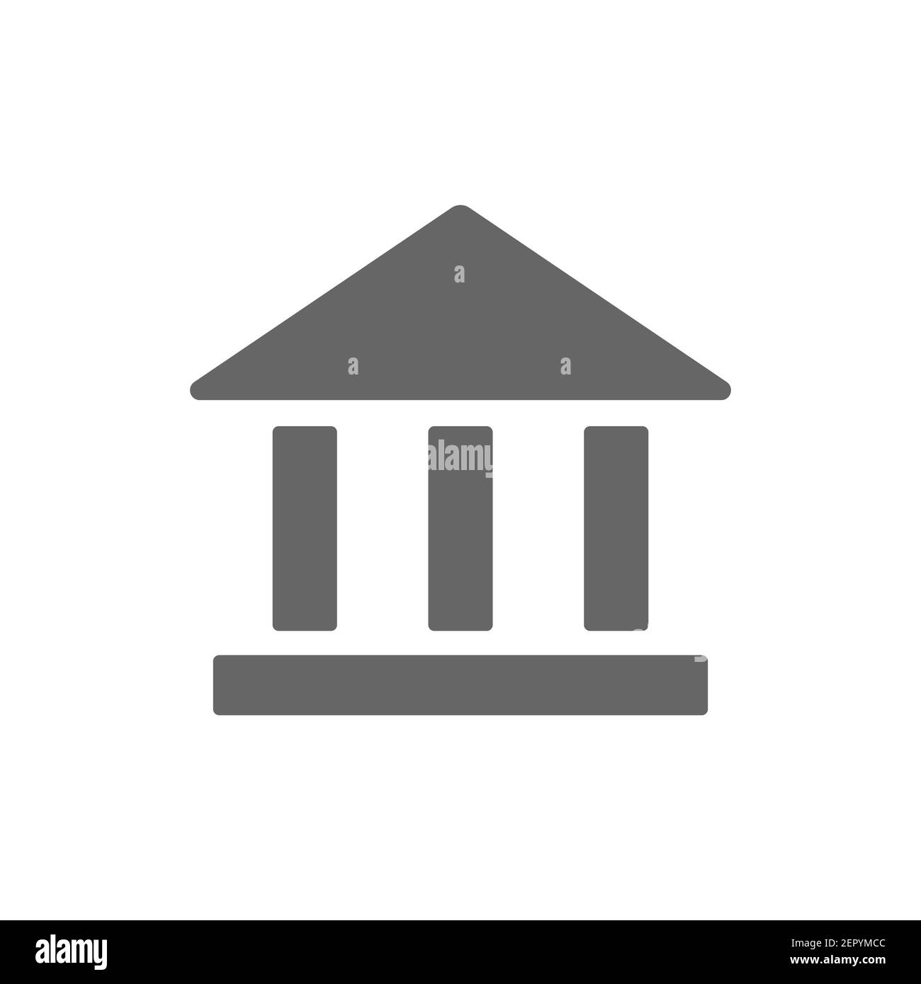 Banksymbol. Schwarzes Schild der Universität. Historisches Gebäude mit Säulen Silhouette Symbol. Vektor auf Weiß isoliert Stock Vektor