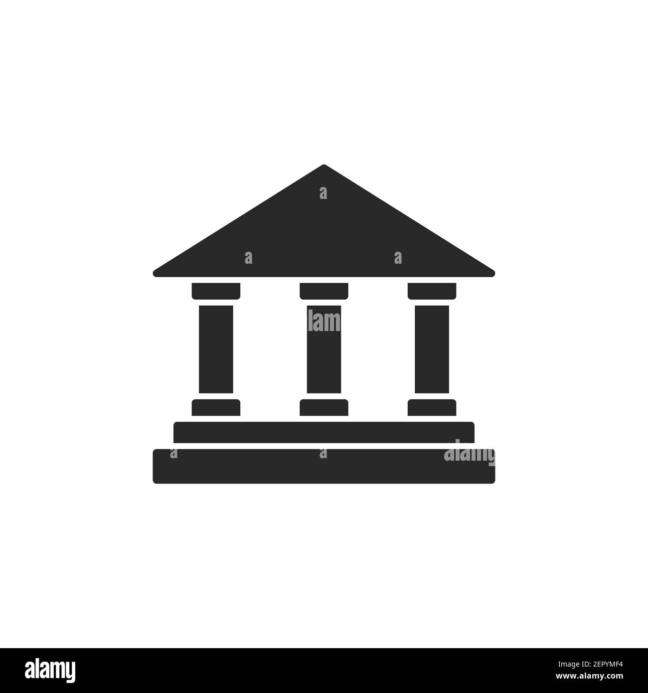 Banksymbol. Schwarzes Schild der Universität. Historisches Gebäude mit Säulen Silhouette Symbol. Vektor auf Weiß isoliert Stock Vektor