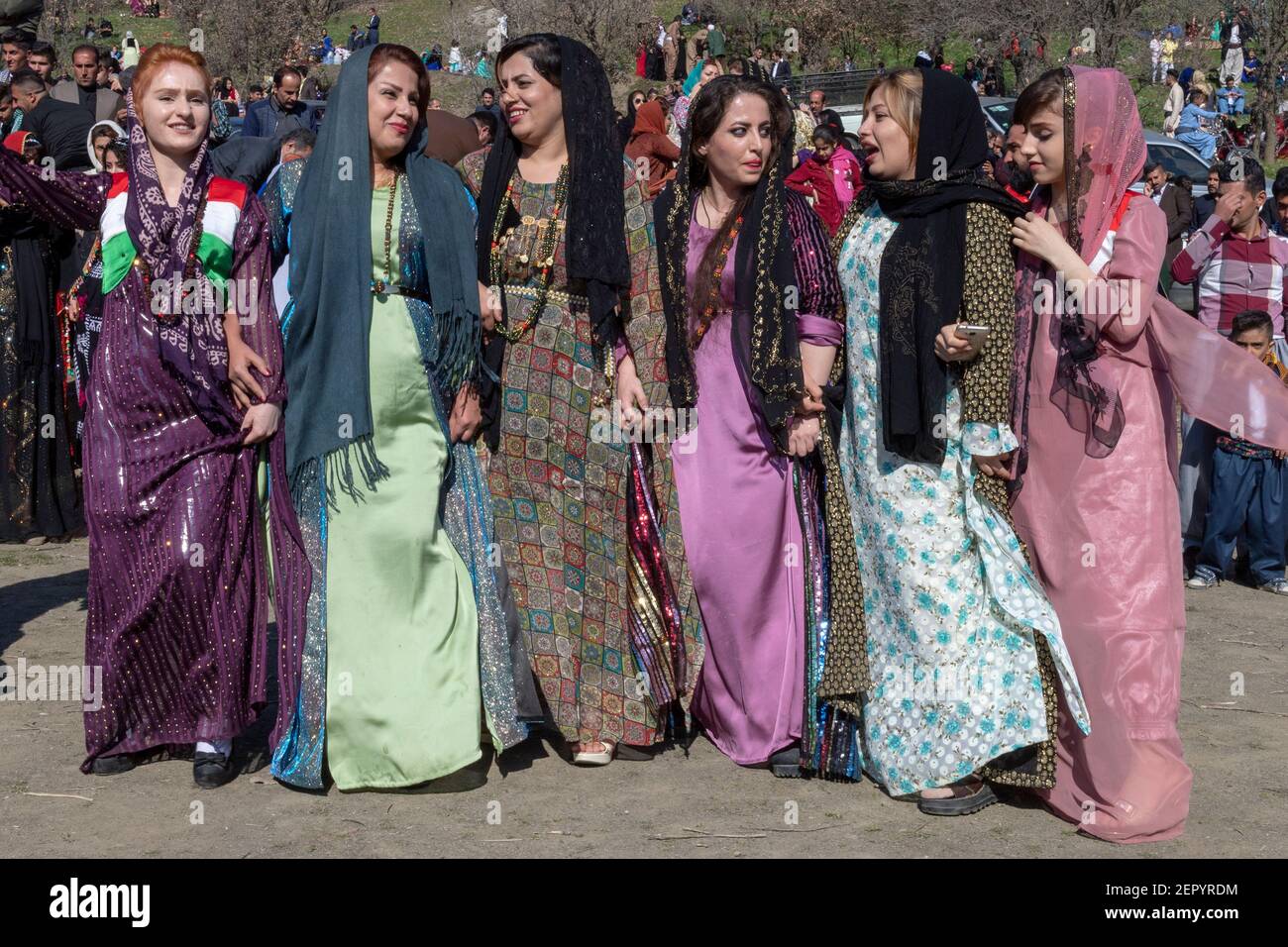 Nowruz Feiern in der Nähe von Biakara, Marivan Bezirk, Kurdistan, Iran Stockfoto