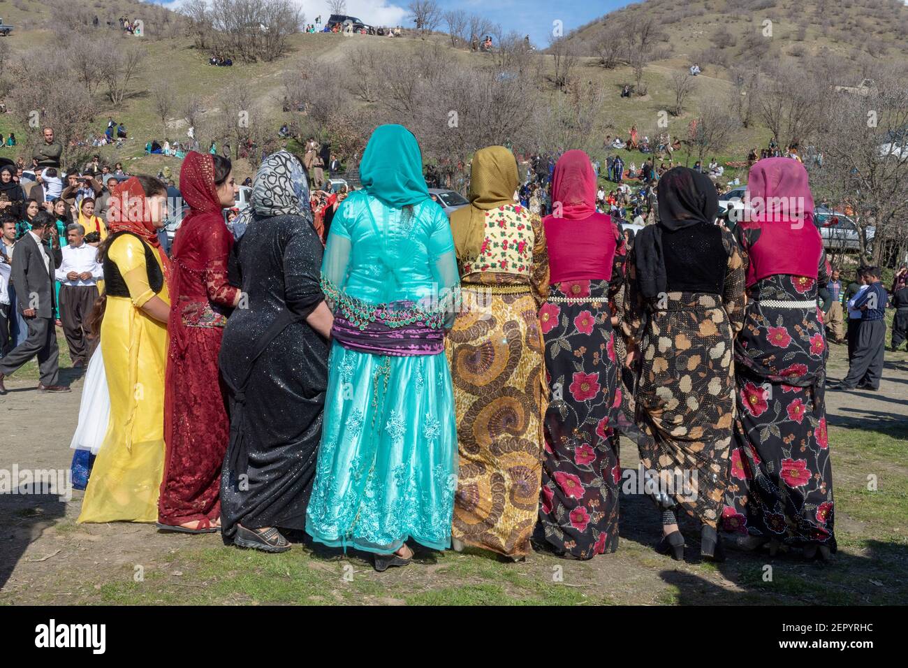 Nowruz Feiern in der Nähe von Biakara, Marivan Bezirk, Kurdistan, Iran Stockfoto