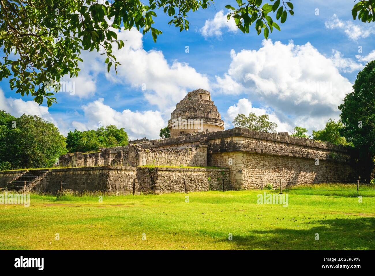 El Caracol Informationsstelle Tempel, Chichen Itza, Mexiko Stockfoto