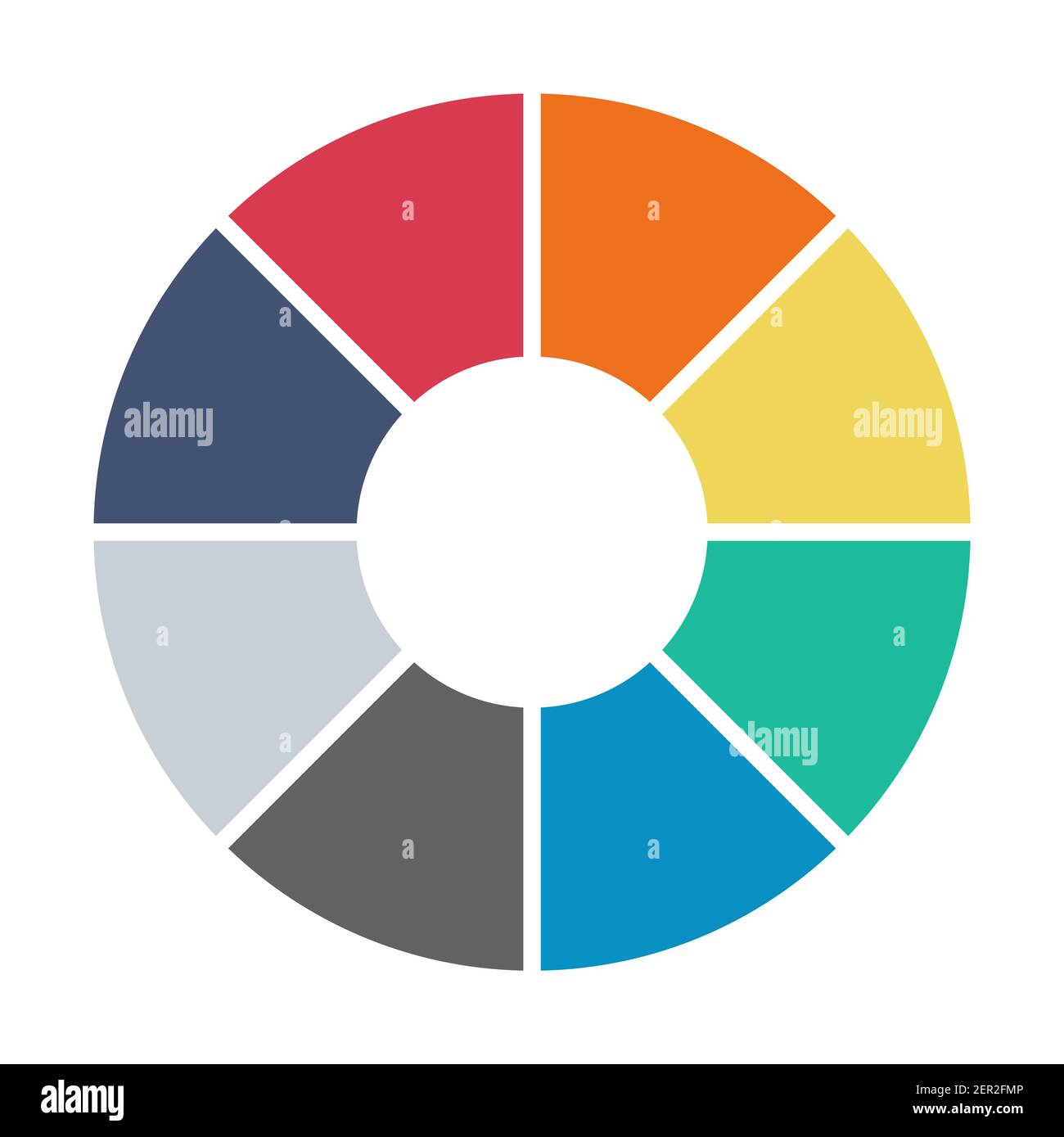Infografik Kreisdiagramm. Zyklus Darstellung Diagramm 8 Abschnitt. Vektor isoliert auf weißem Hintergrund . Stock Vektor