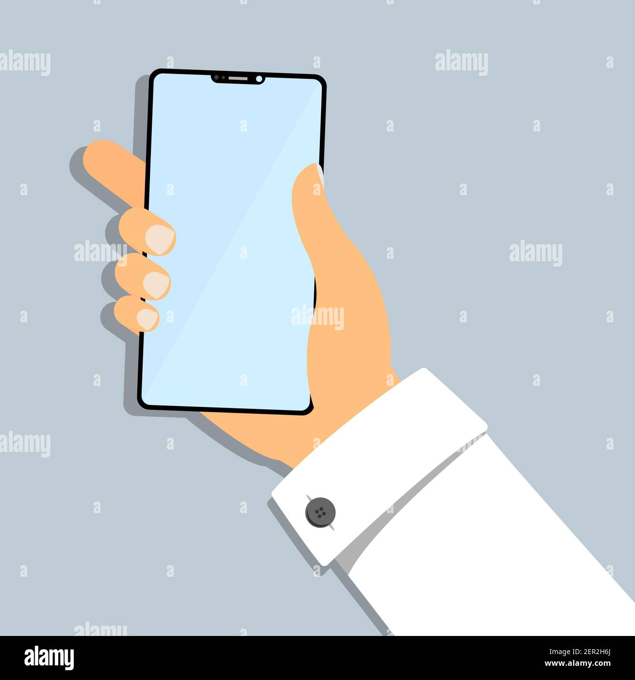 Hand der Geschäftsperson hält Smartphone flach Vektor Illustration Stock Vektor