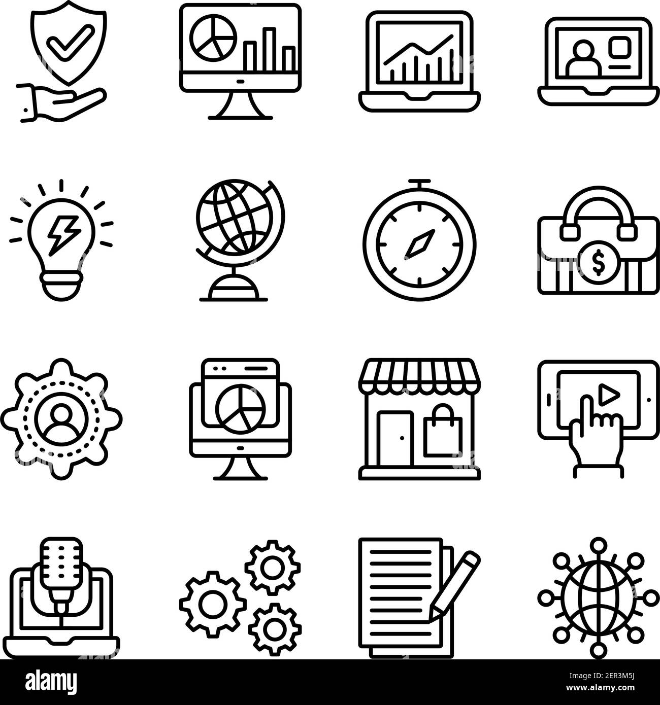 Business and Commerce Linear Icons Pack Stock Vektor