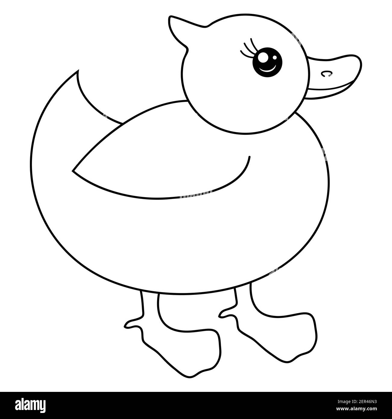 Eine niedliche Cartoon Ente Bild für entspannende activity.Line Art Stil Illustration für Druck. Stockfoto