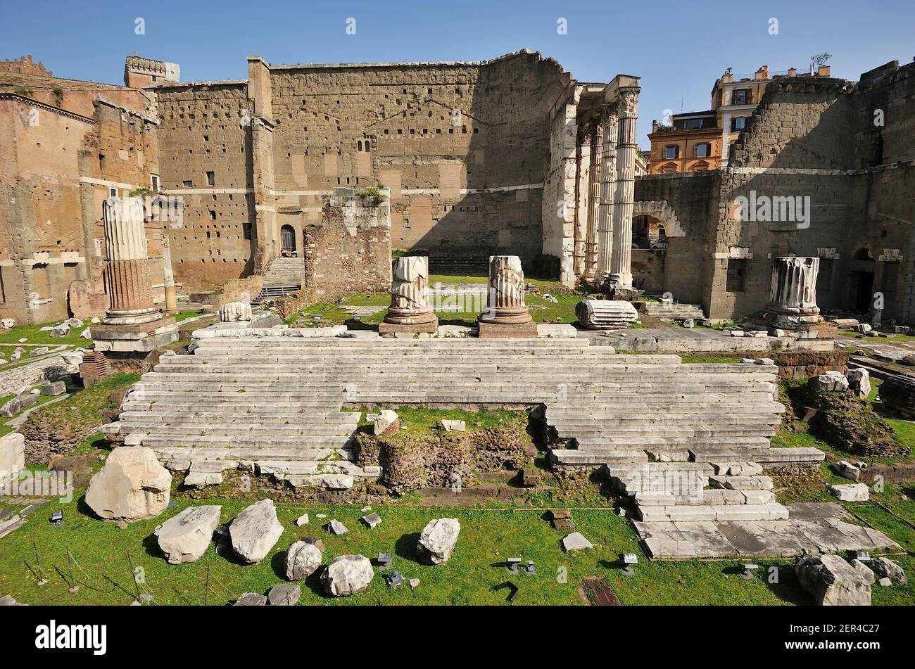 Italien, Rom, Augustusforum, Tempel des Mars Ultor des Avengers (1. Jahrhundert n. Chr.) Stockfoto