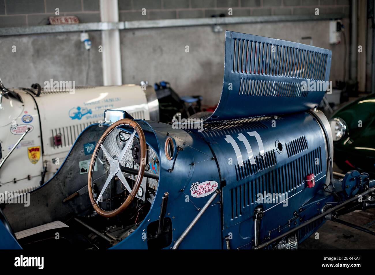 Pre war bugatti Rennwagen T37 A bei Donington Historic Festival, Donington Park Circuit, Derby. VEREINIGTES KÖNIGREICH Stockfoto