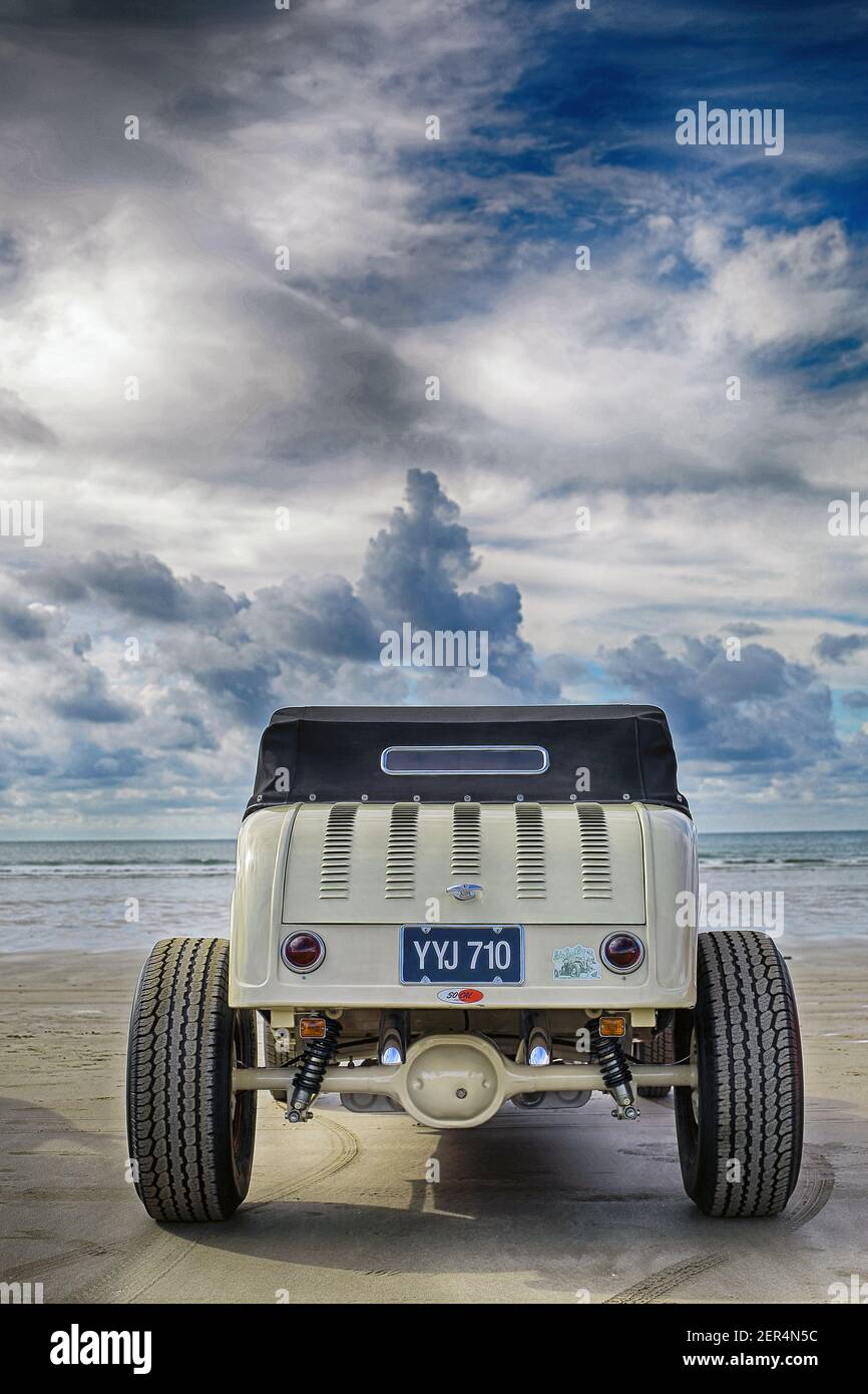 Hot Rod Racing bei Pendine Sands Wales Großbritannien Stockfoto