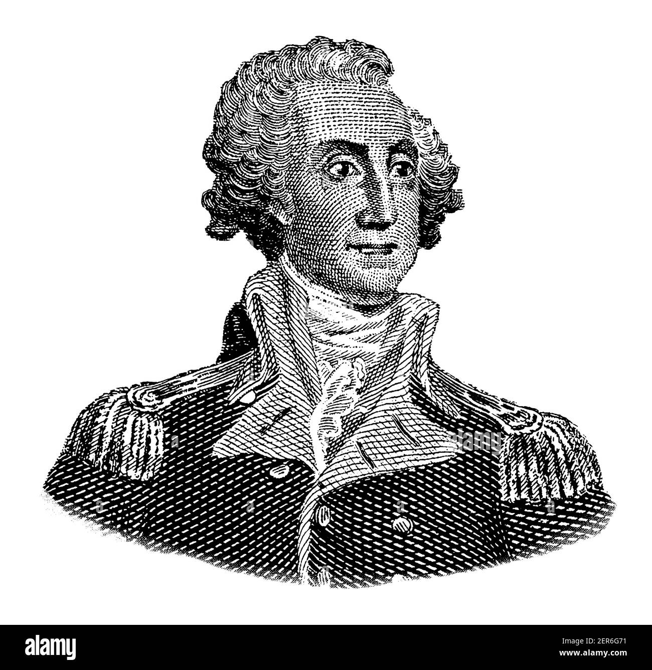 Halblanges Porträt von George Washington, dem ersten Präsidenten der Vereinigten Staaten von Amerika, der von 1789 bis 1797 diente und allgemein als angesehen wurde Stockfoto